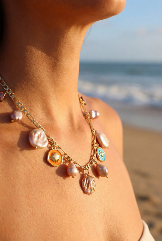 Pearl necklace, one of kind necklace, 24k gold plated, freshwater pearls