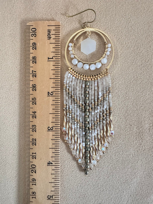 Moonstone Statement earrings, gemstone