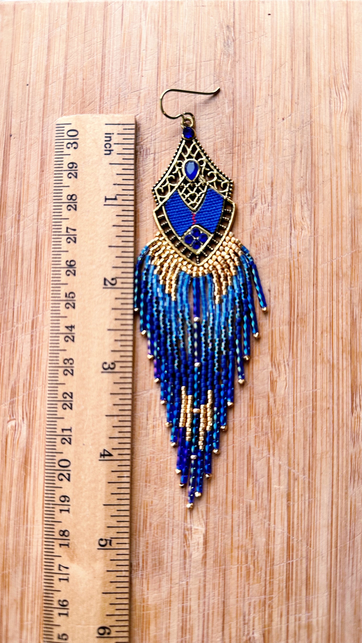 Blue statement earrings