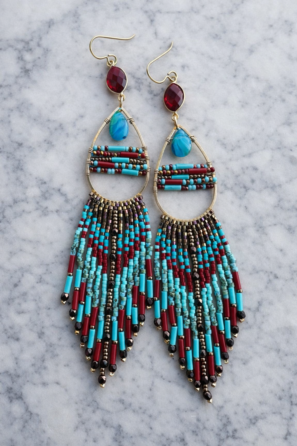 Teardrop Statement earrings, quartz gemstone earrings