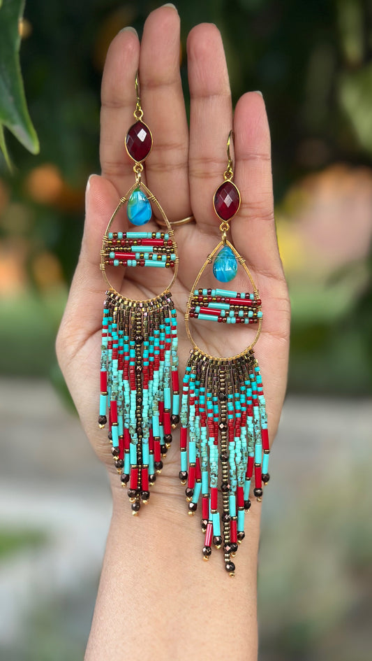 Teardrop Statement earrings, quartz gemstone earrings