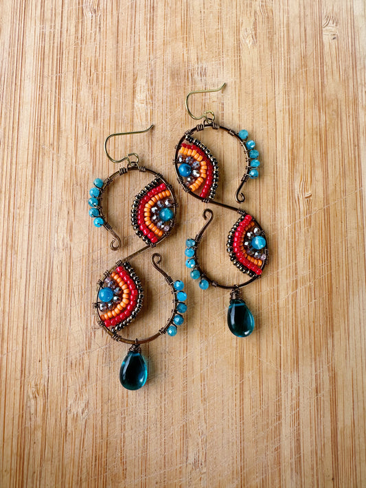 Gemstone earrings, one of a kind earrings