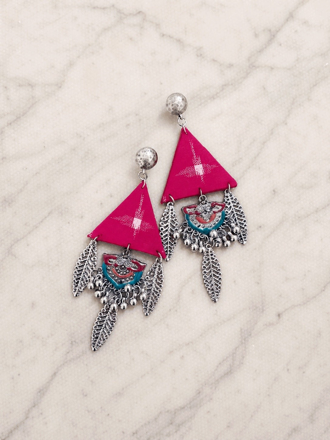 Bohemian Statement earrings, fabric earrings