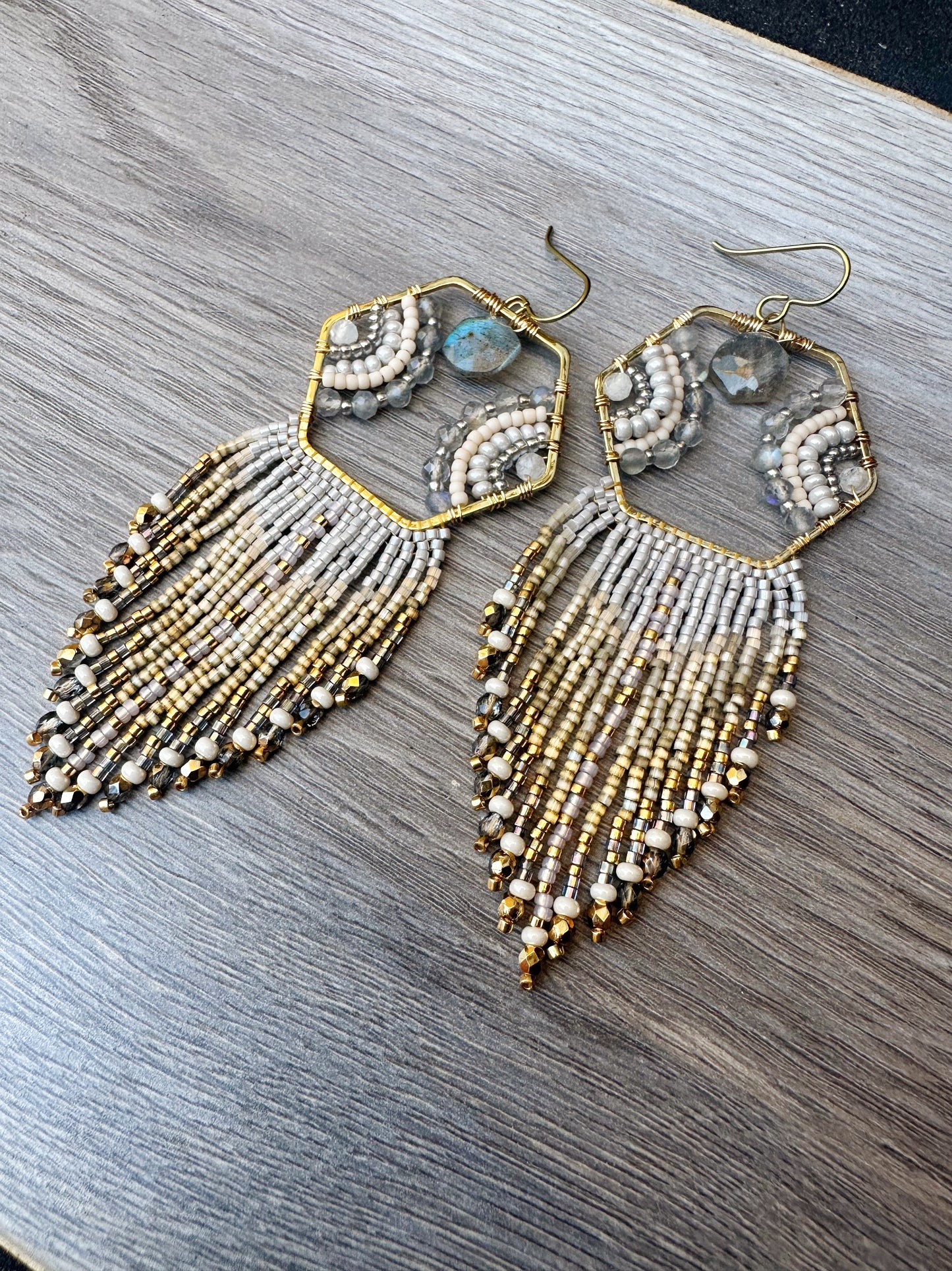Whispered Gold fringes, labradorite gemstone