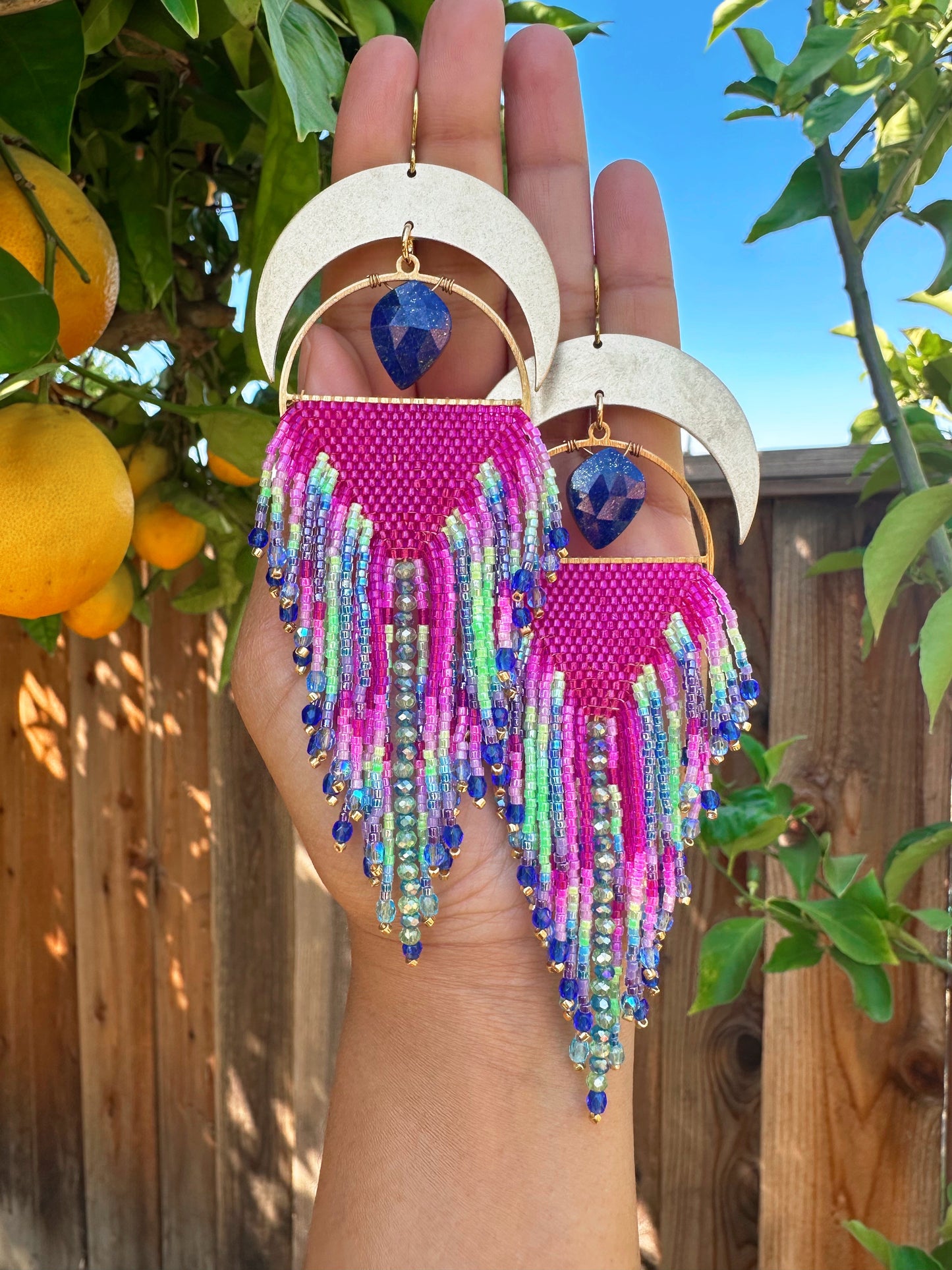 Lapis Lazuli earrings, Statement earrings, hypoallergenic