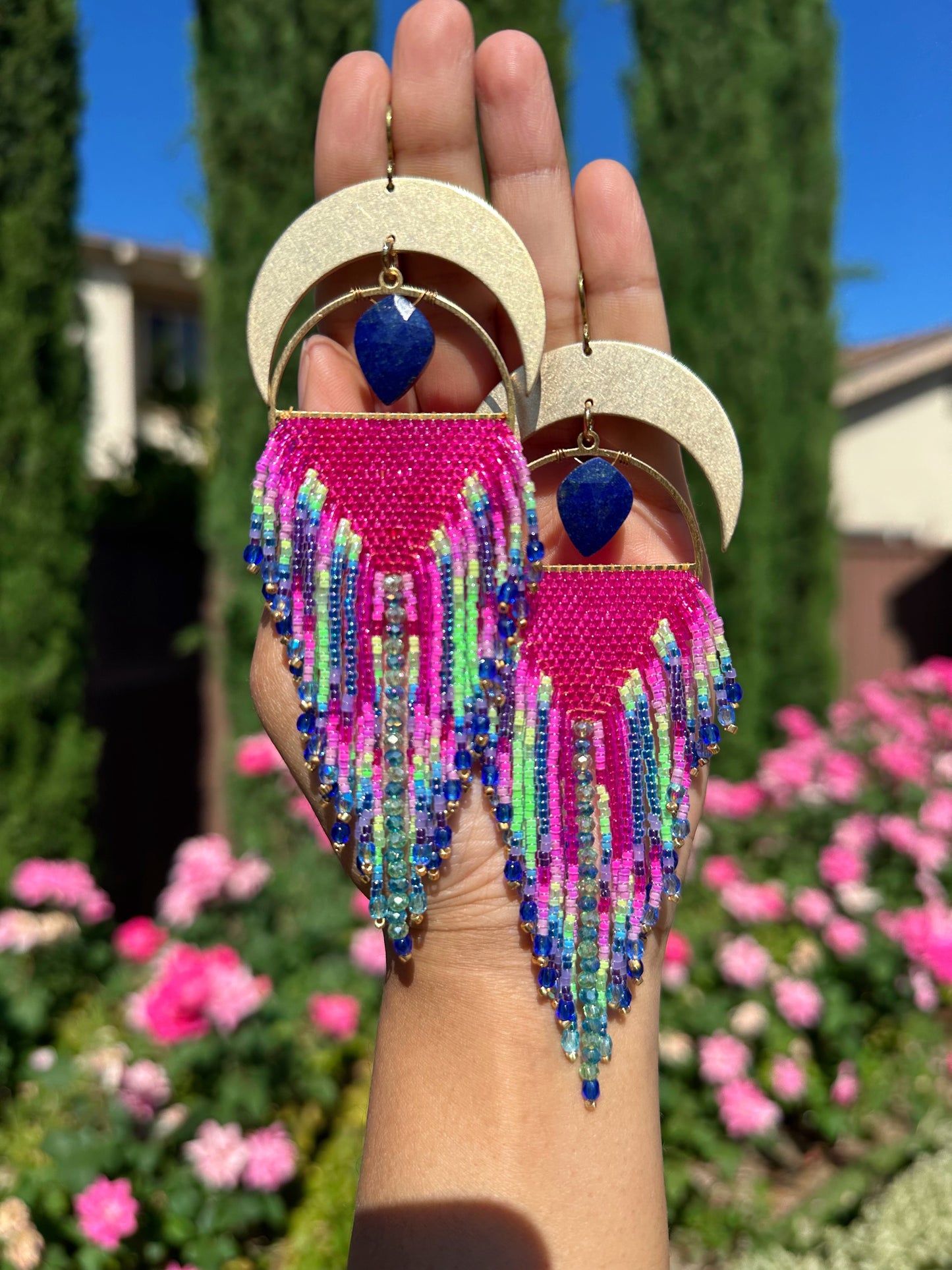 Lapis Lazuli earrings, Statement earrings, hypoallergenic