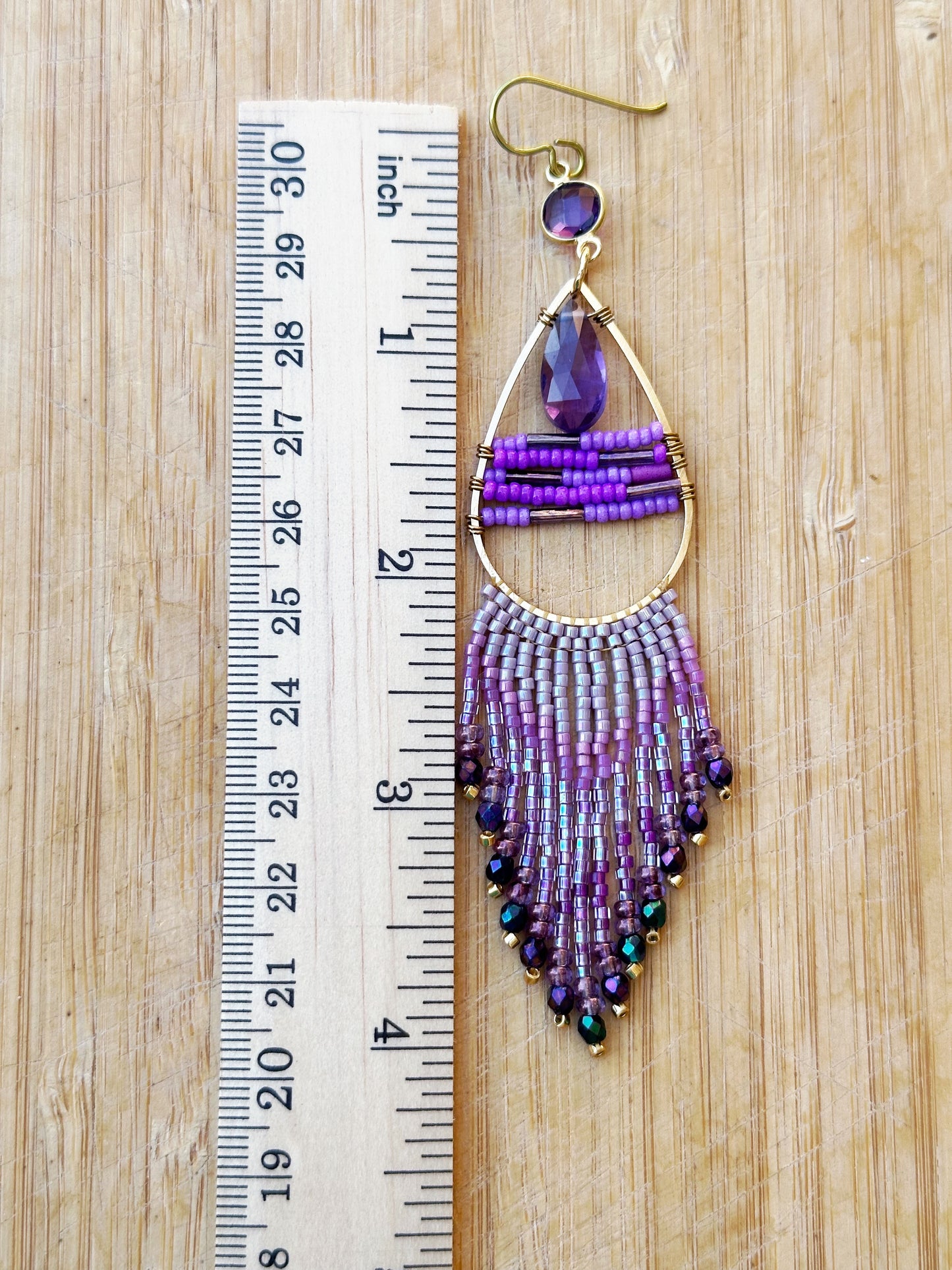 Amethyst rain earrings, Statement earrings, hypoallergenic