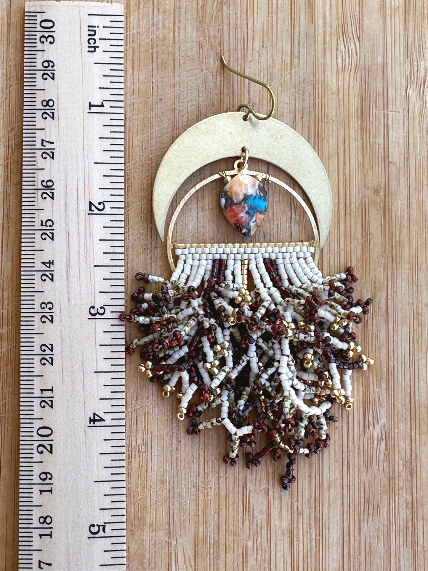 Oyster turquoise branched Statement earrings, hypoallergenic