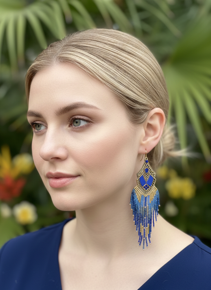 Blue statement earrings