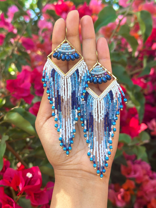 Ocean breeze, 24k gold plated findings, Statement earrings, hypoallergenic