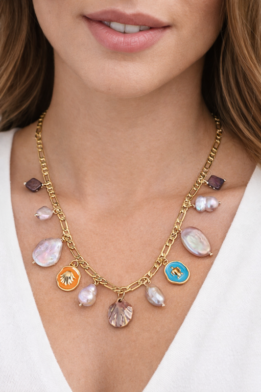 Pearl necklace, one of kind necklace, 24k gold plated, freshwater pearls