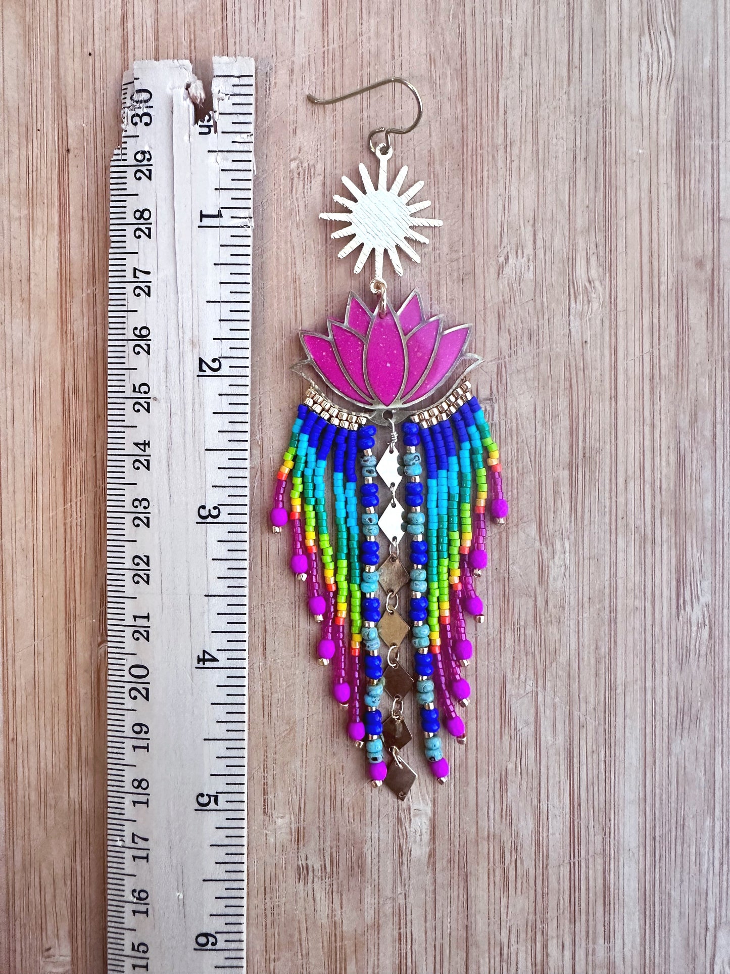 Pink Lotus Statement earrings, 24k gold plated components