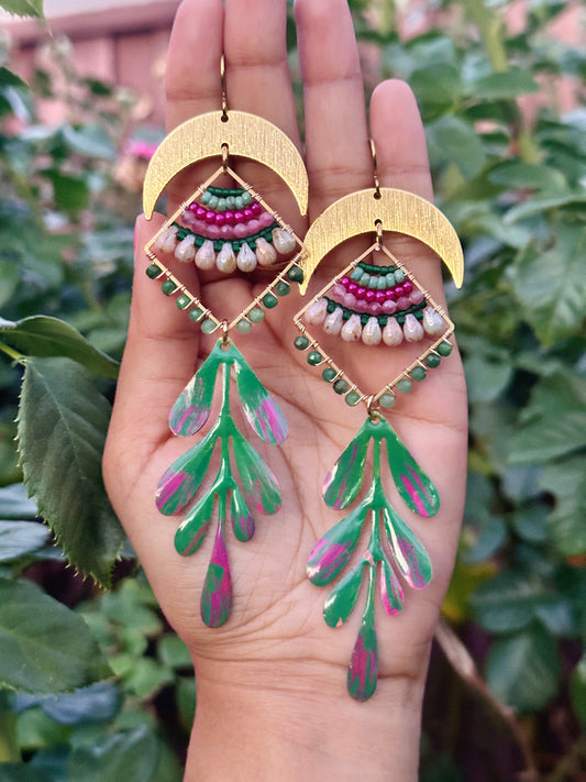 Gemstone Statement earrings, tourmaline, african green jade gemstone