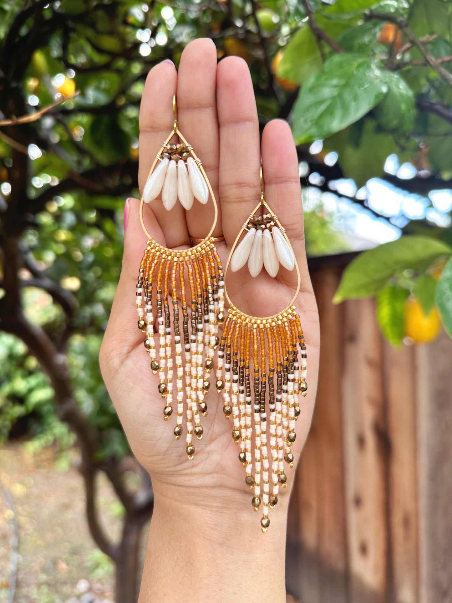 Bead statement earrings, honeycomb earrings