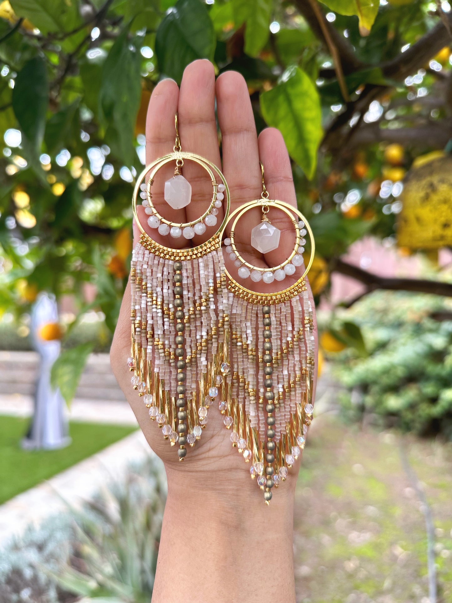 Moonstone Statement earrings,  gemstone