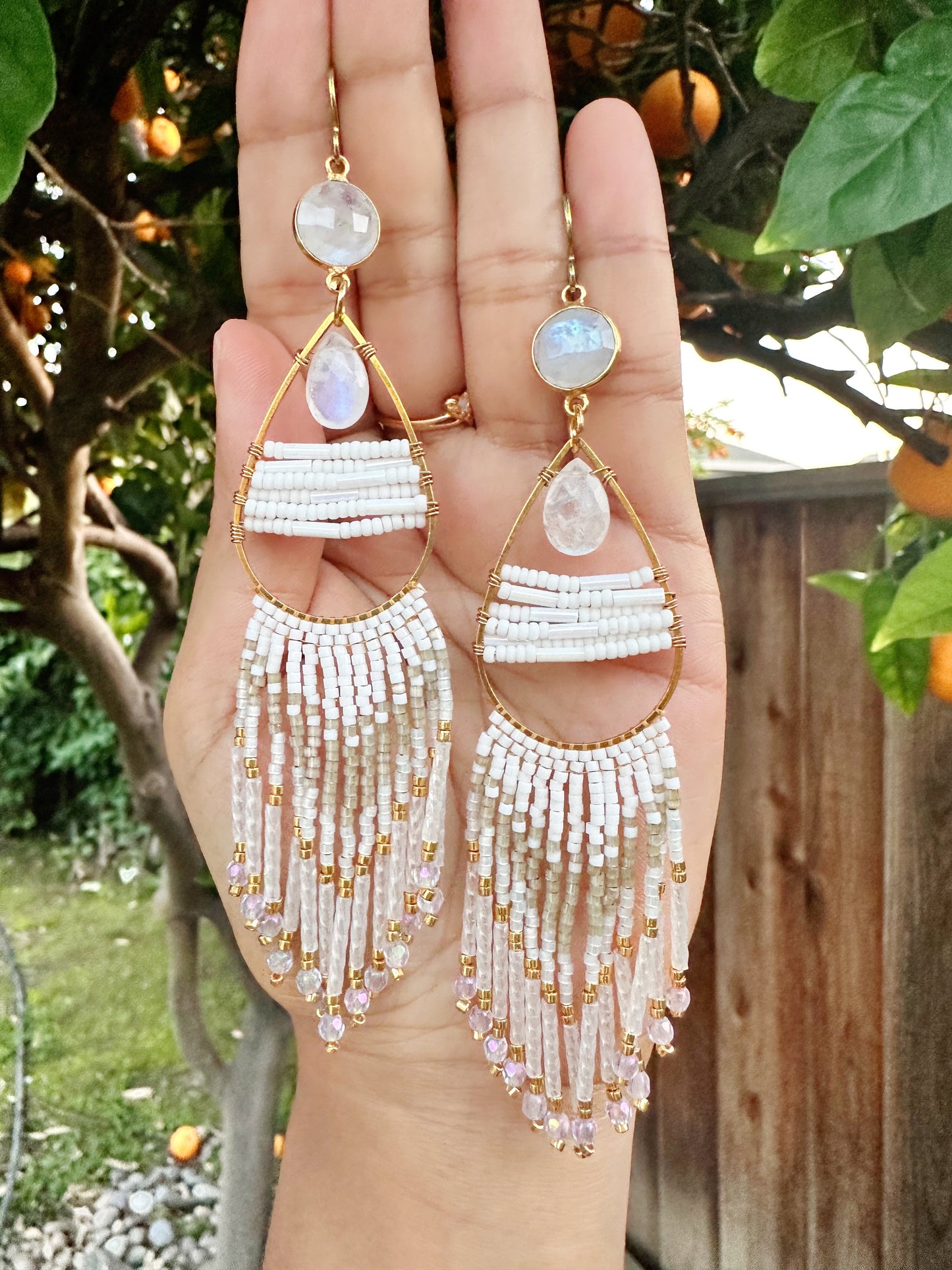 Rainbow Moonstone Statement earrings hypoallergenic, gemstone earrings