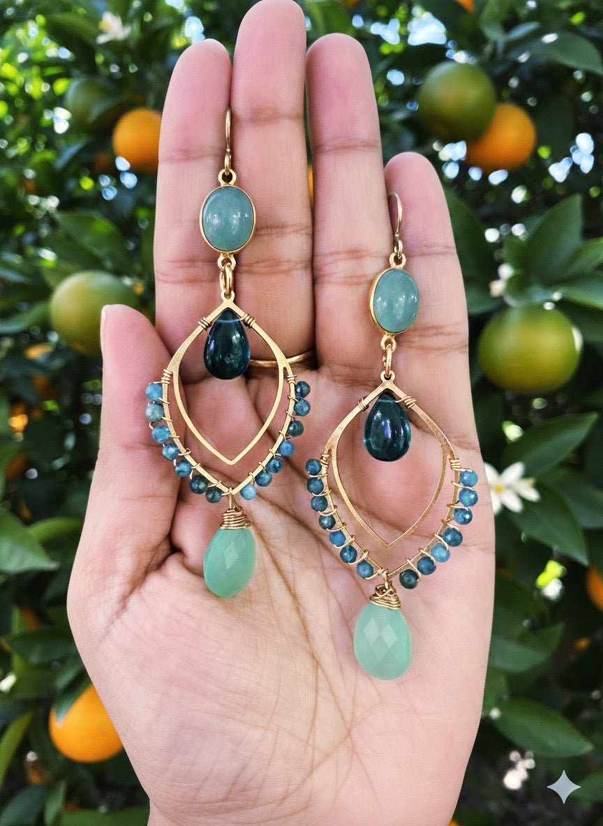 Gemstone earrings, one of kind, hypoallergenic earrings