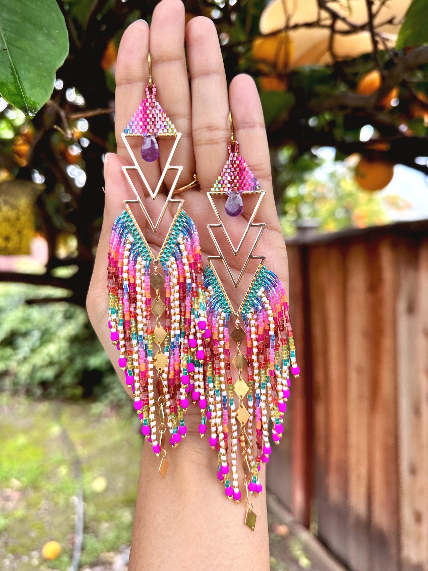 Earring confetti, Amethyst earrings, Hypoallergenic Statement earrings