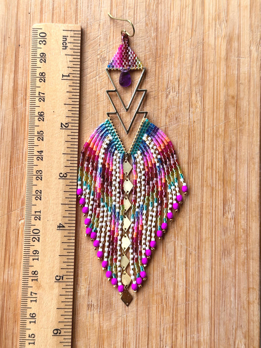 Earring confetti, Amethyst earrings, Hypoallergenic Statement earrings