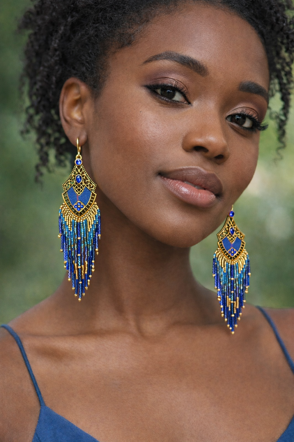 Blue statement earrings