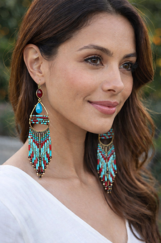 Teardrop Statement earrings, quartz gemstone earrings