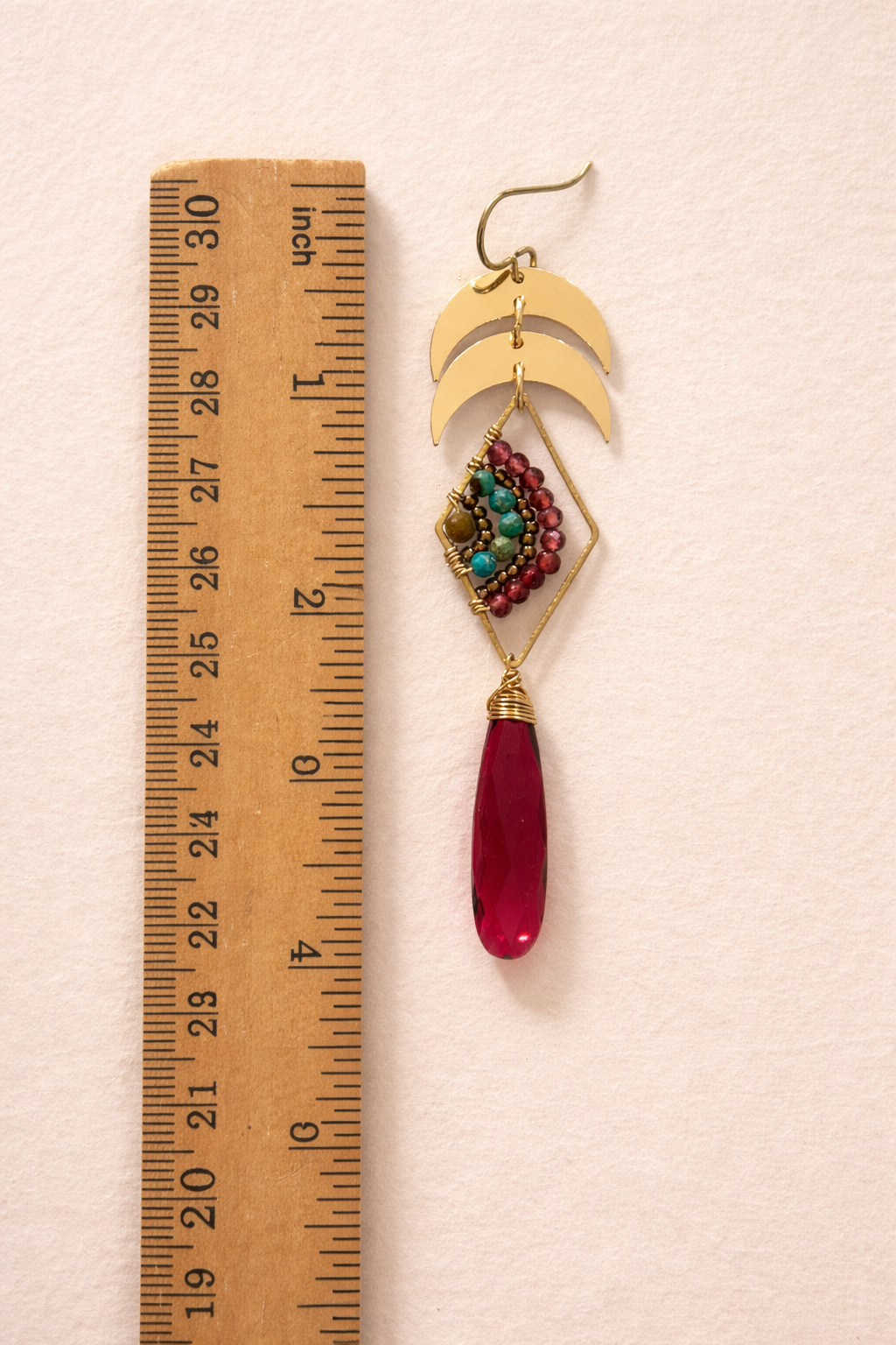 Gemstone earrings, quartz, turquoise, pink ruby gemstone one of kind, earrings