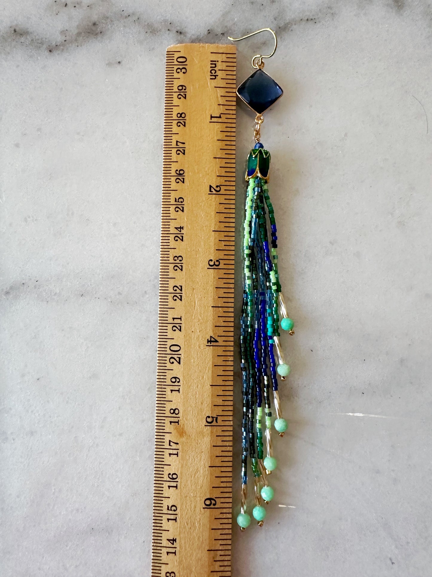 Tassel earrings, gemstone beaded jewelry, hypoallergenic