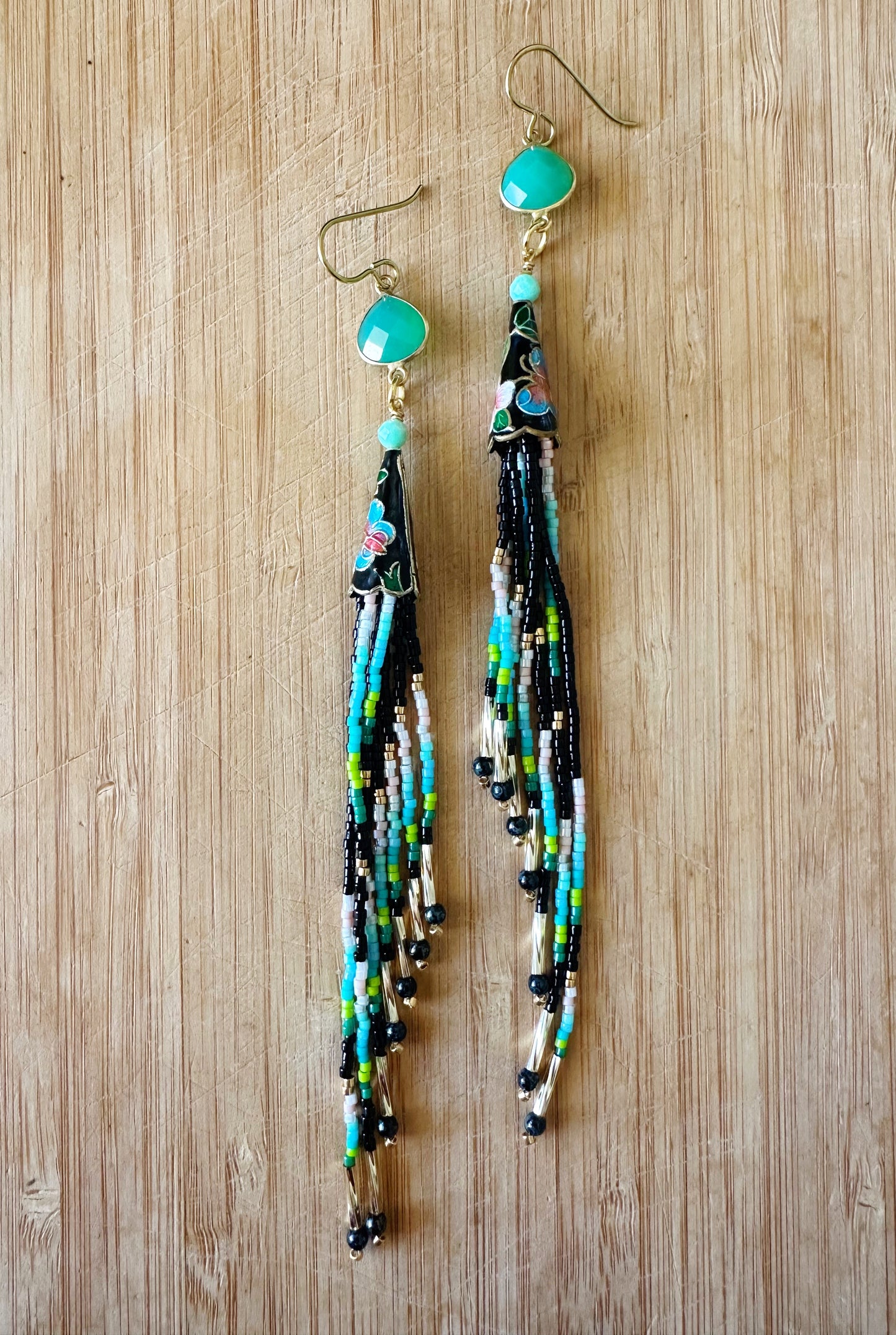 Tassel earrings, gemstone beaded jewelry, hypoallergenic