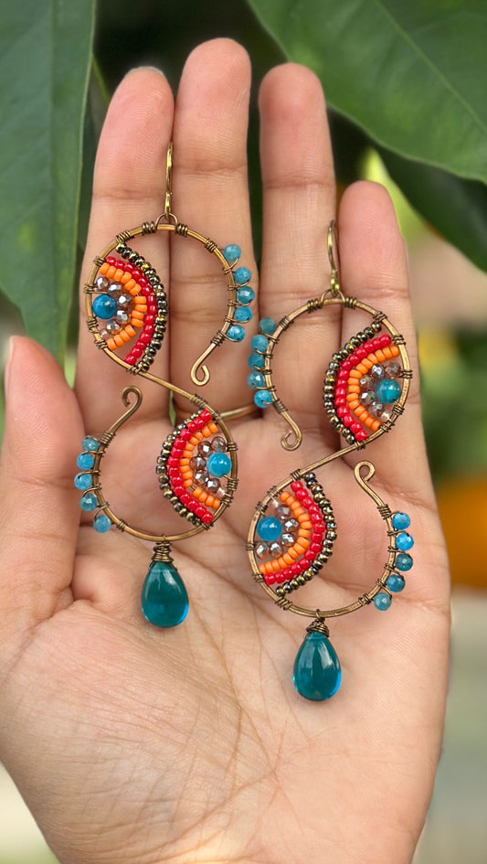 Gemstone earrings, one of a kind earrings