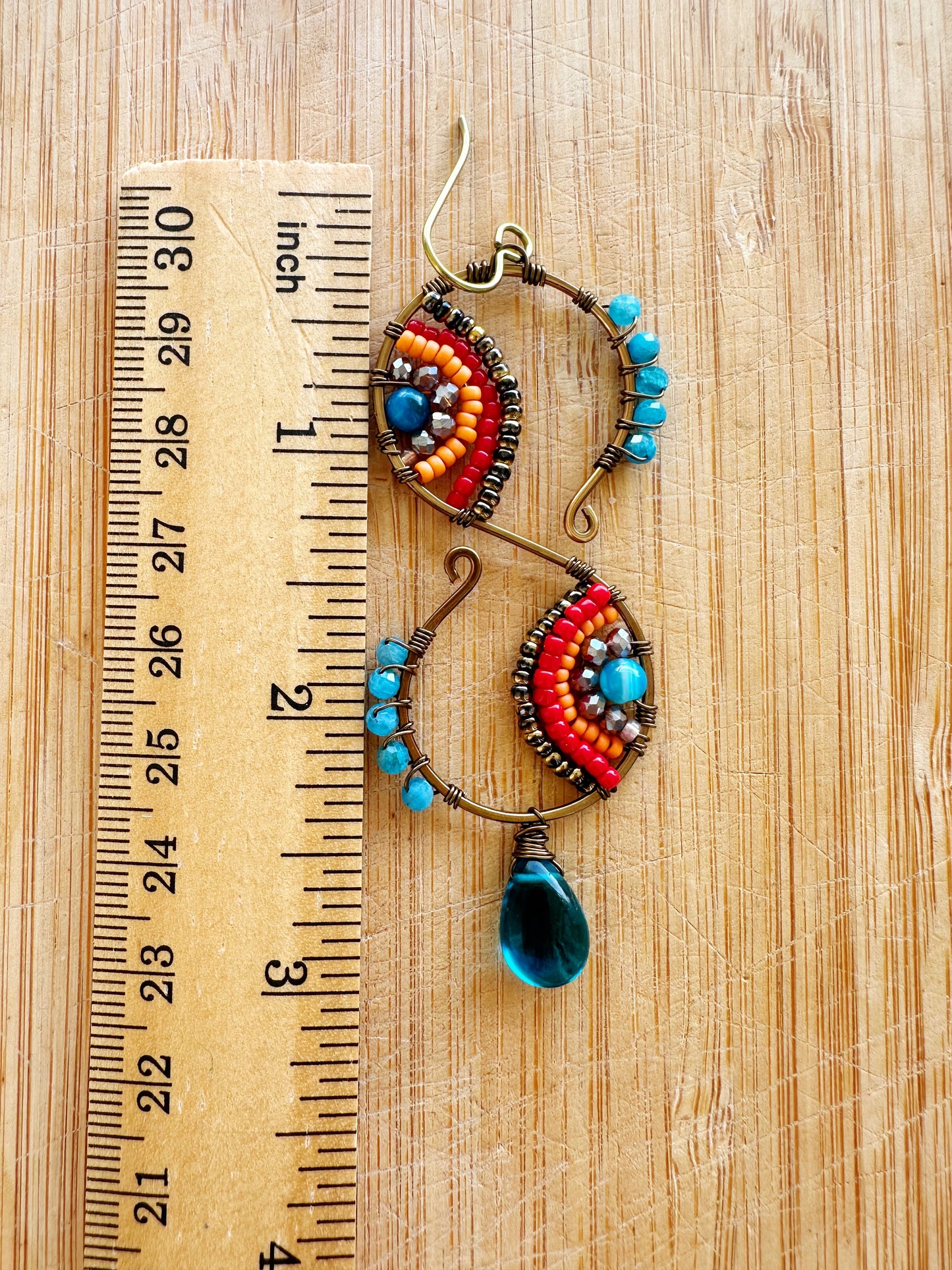 Gemstone earrings, one of a kind earrings