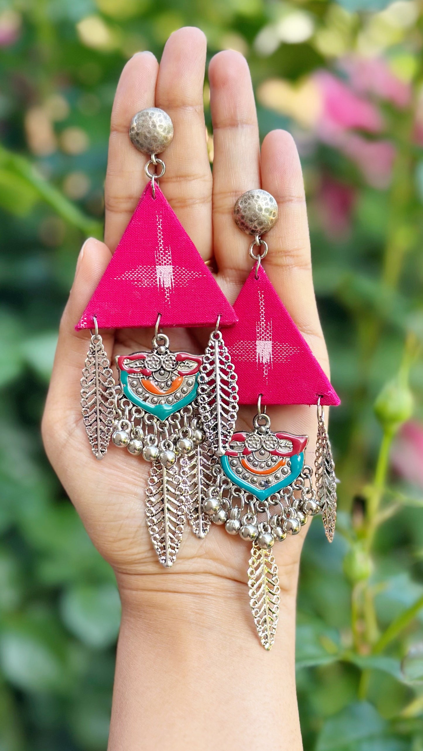 Bohemian Statement earrings, fabric earrings