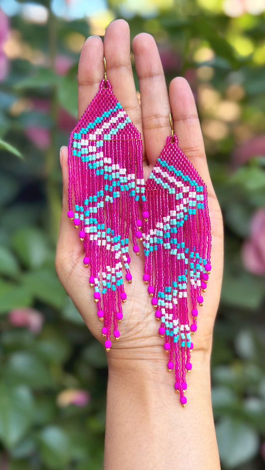Fuschia fringe earrings
