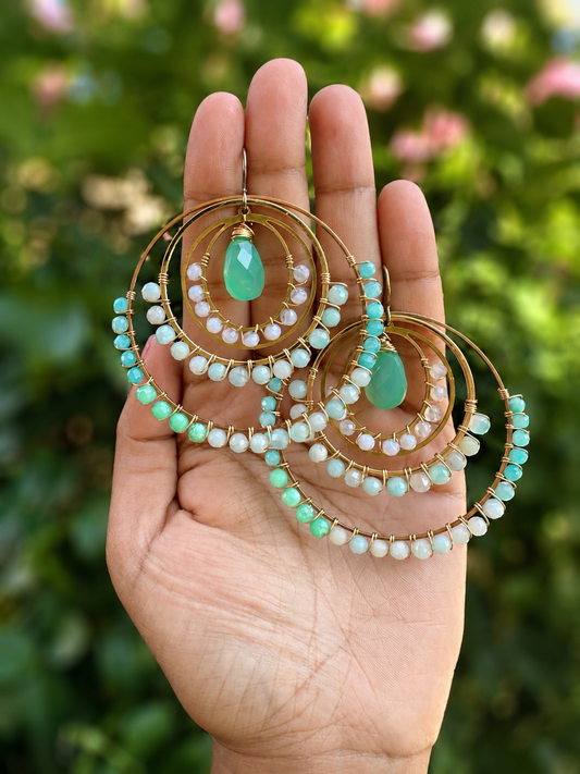 Chrysoprase Gemstone earrings