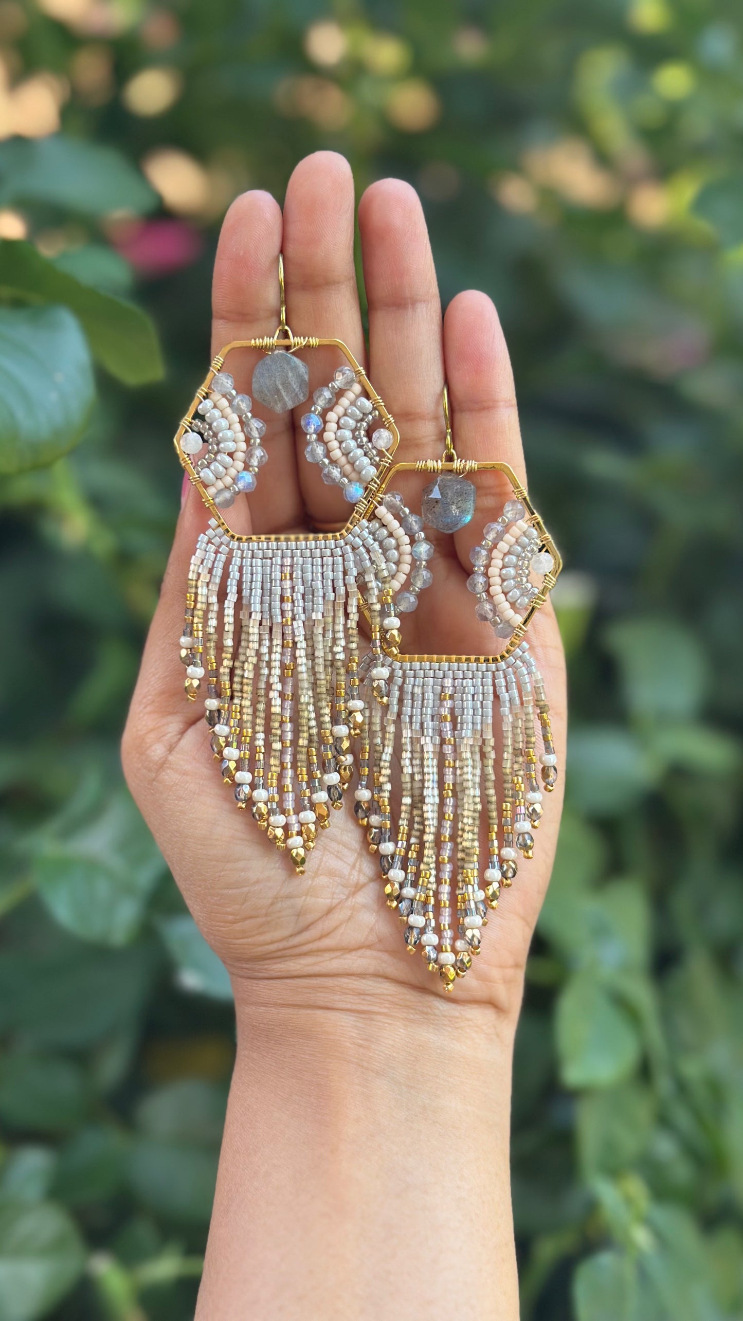 Whispered Gold fringes, labradorite gemstone