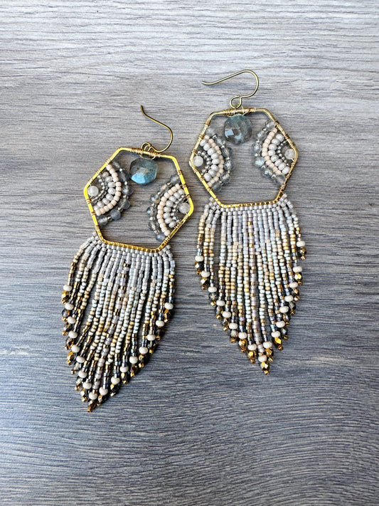 Whispered Gold fringes, labradorite gemstone