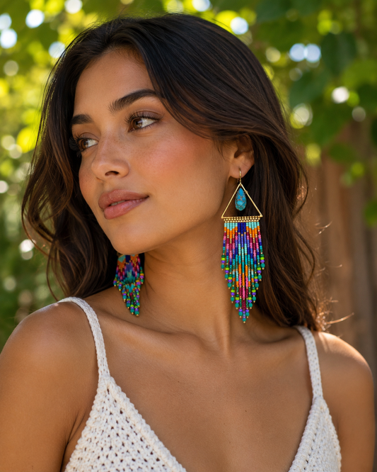 Turquoise gemstone fringes