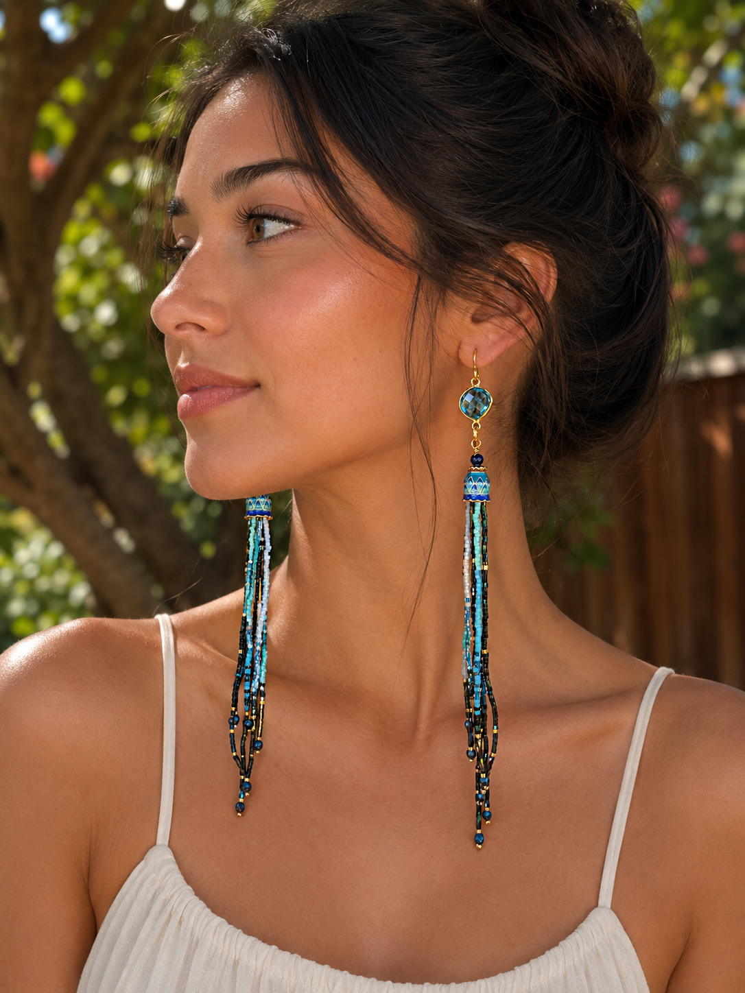 Ocean Lantern tassel earrings
