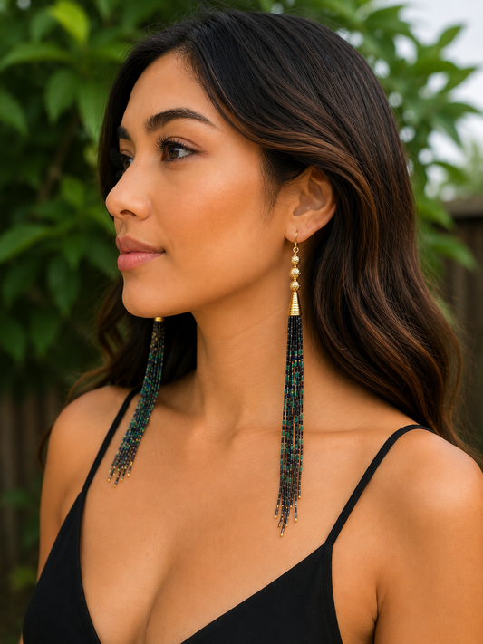Midnight Cascade tassel earrings