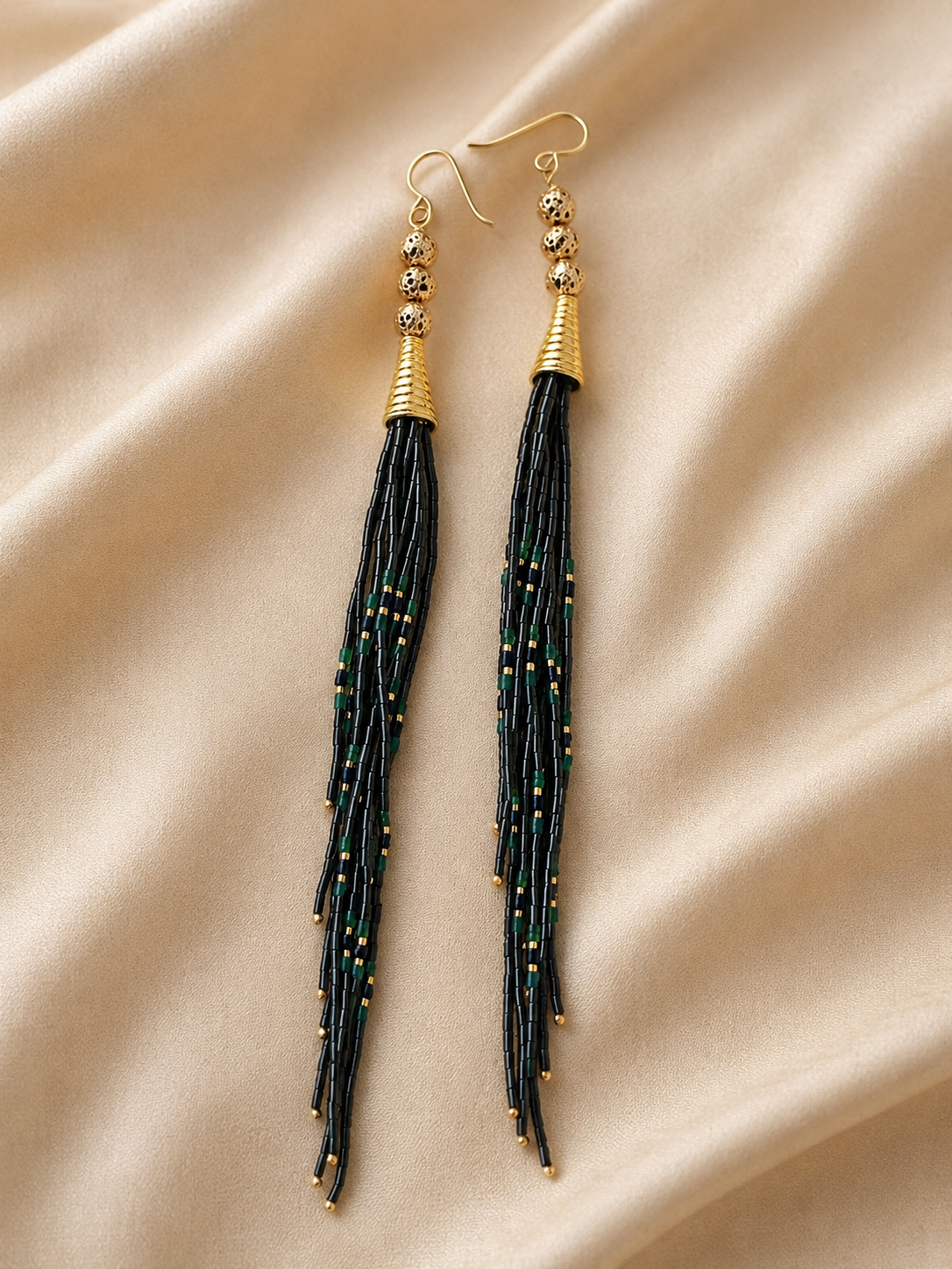Midnight Cascade tassel earrings