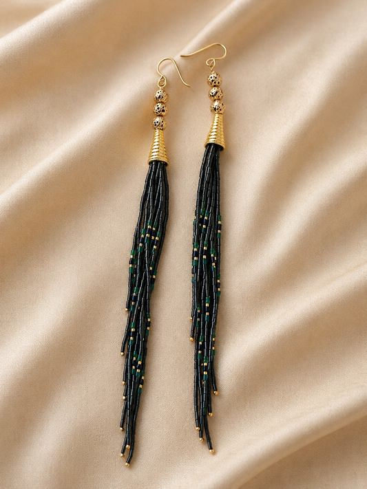 Midnight Cascade tassel earrings