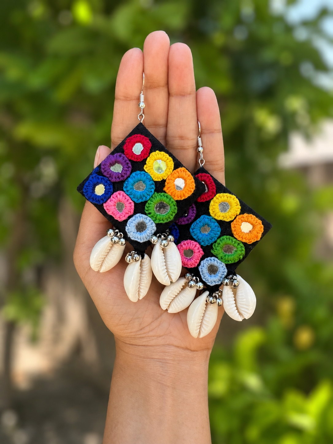 Mirror work Statement earrings, fabric earrings