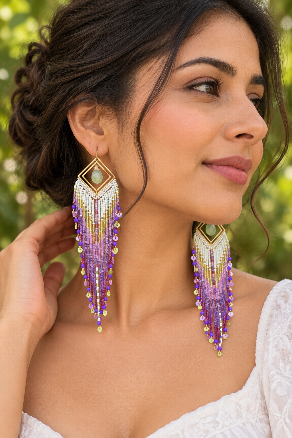 Chalcedony fringe earrings