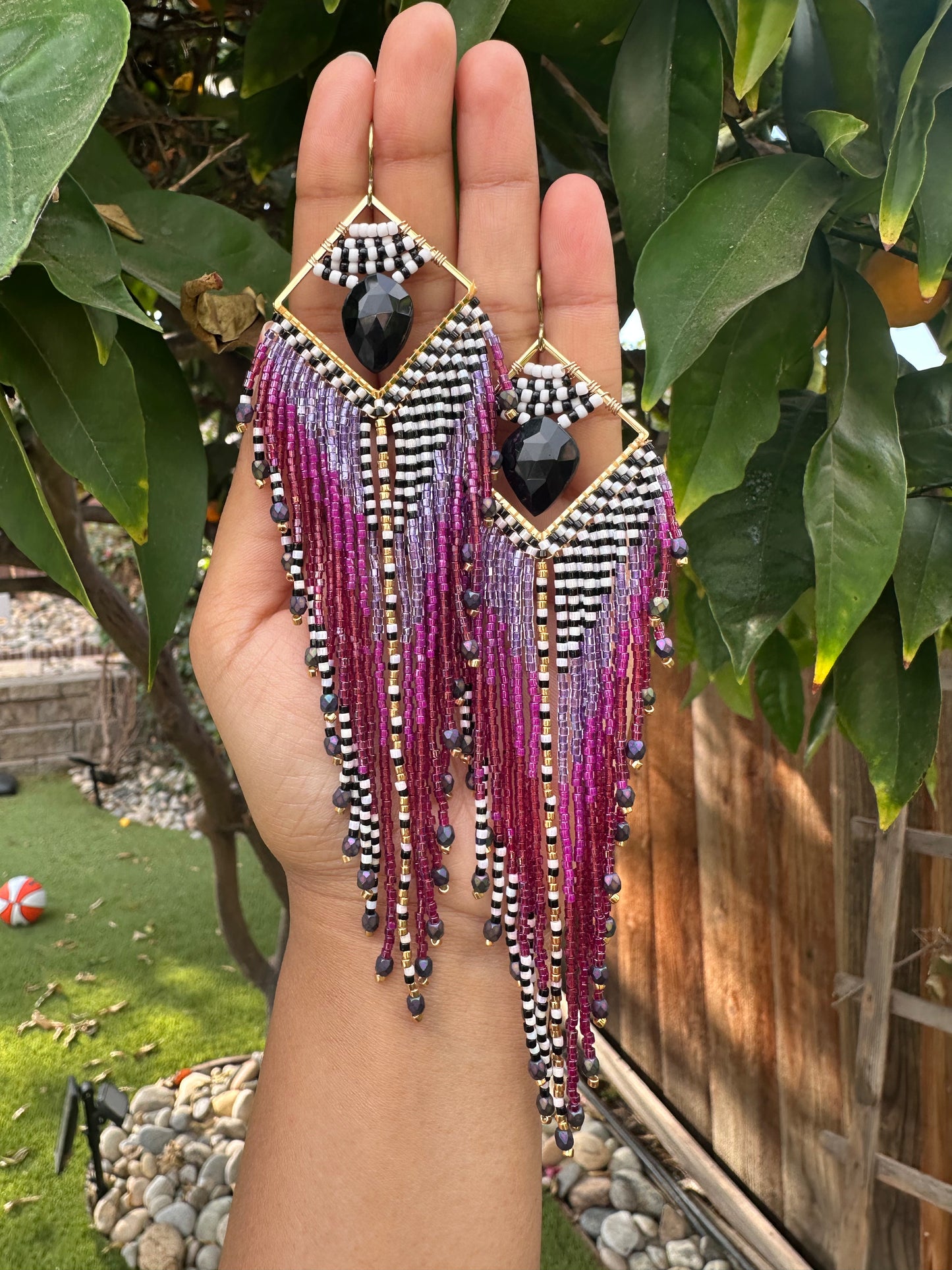 Midnight onyx fringe earrings