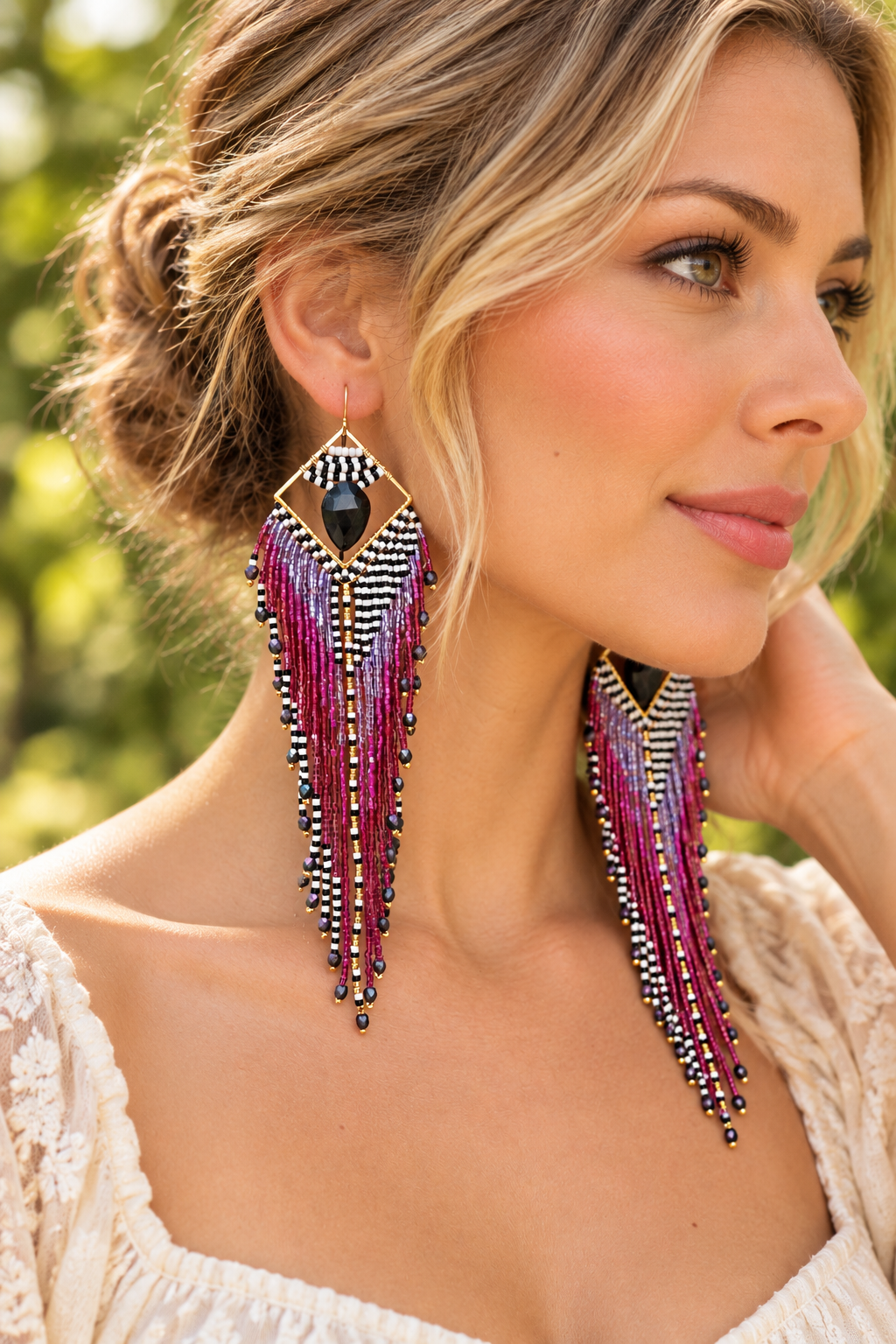 Midnight onyx fringe earrings