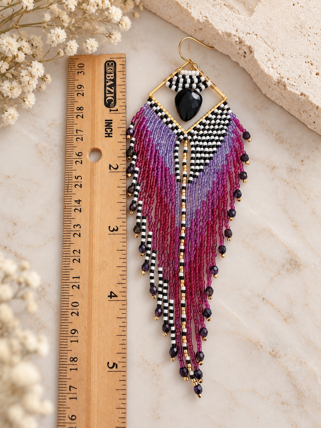 Midnight onyx fringe earrings
