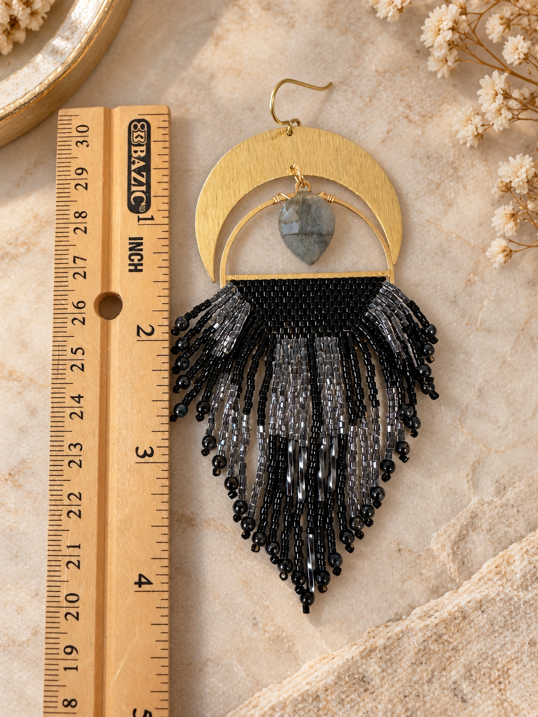 Midnight mirage statement fringe earrings