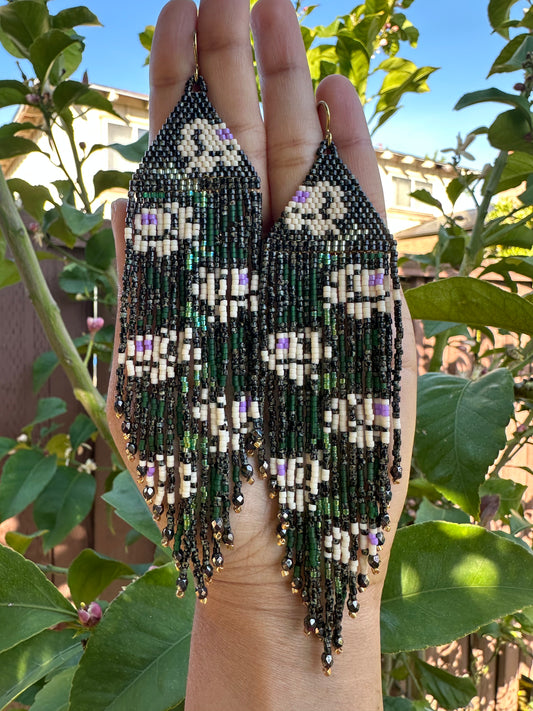 Floral beaded earrings, jewelry for her, designer jewelry