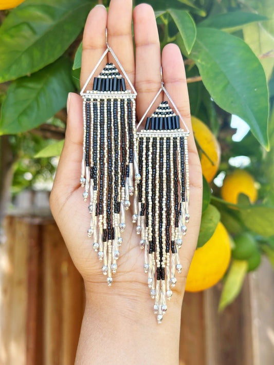 Silver Rain earrings, Statement earrings
