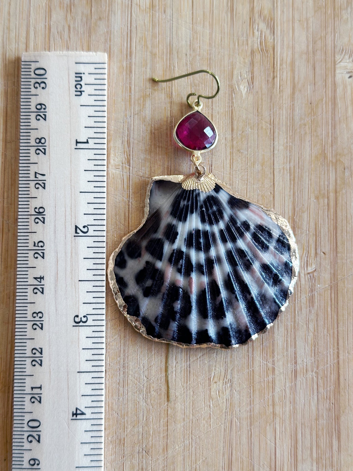 One of a kind shell earrings, gemstone earrings, designer jewelry