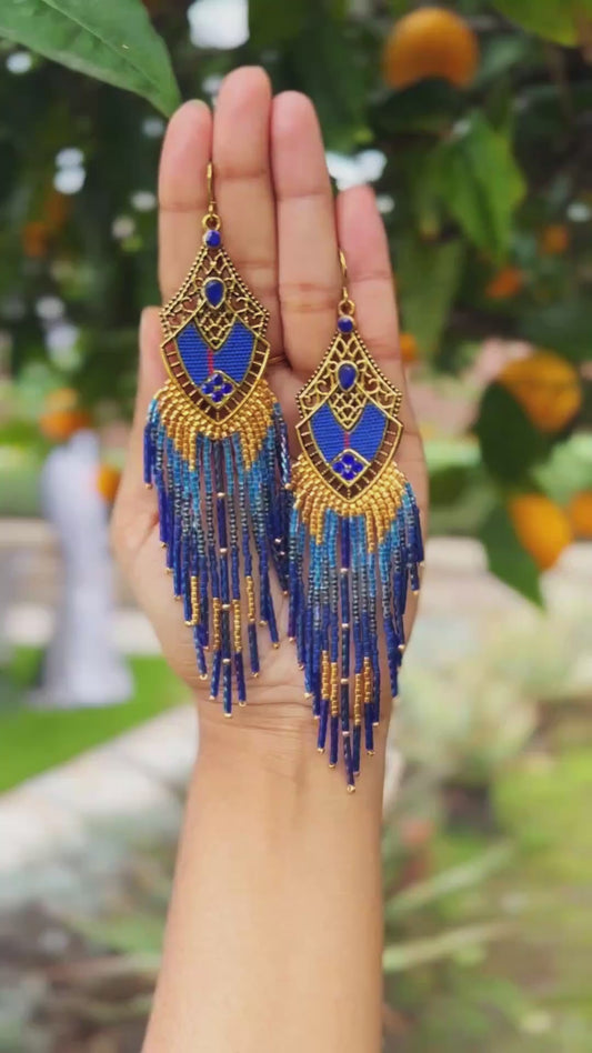Blue statement earrings